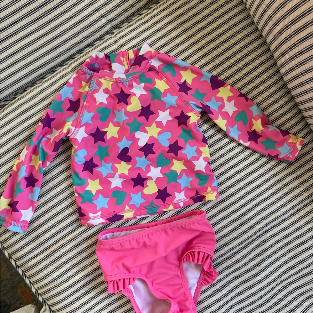 Joe Fresh Pink and Yellow Rashguard Swim Set 6-12